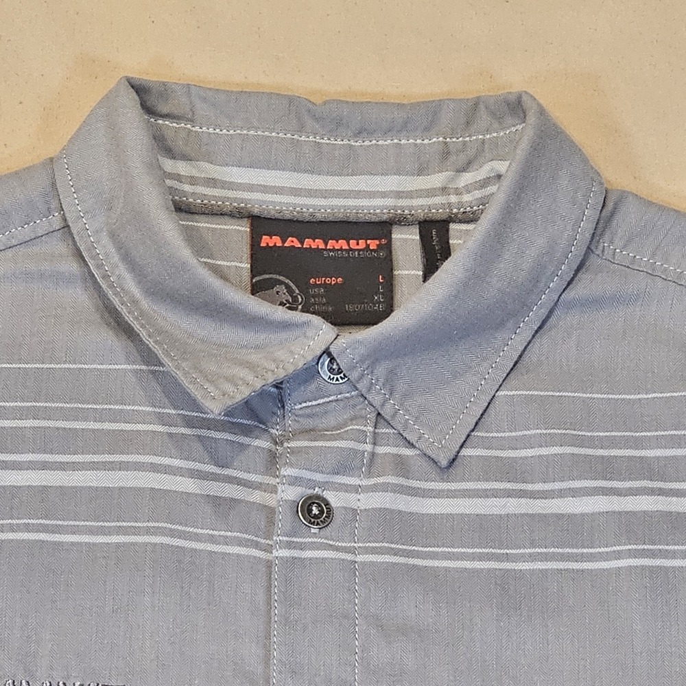 Mammut #1030 - 0230 Mens SS Button Front Gray Striped Lightweight Size L - Picture 2 of 16